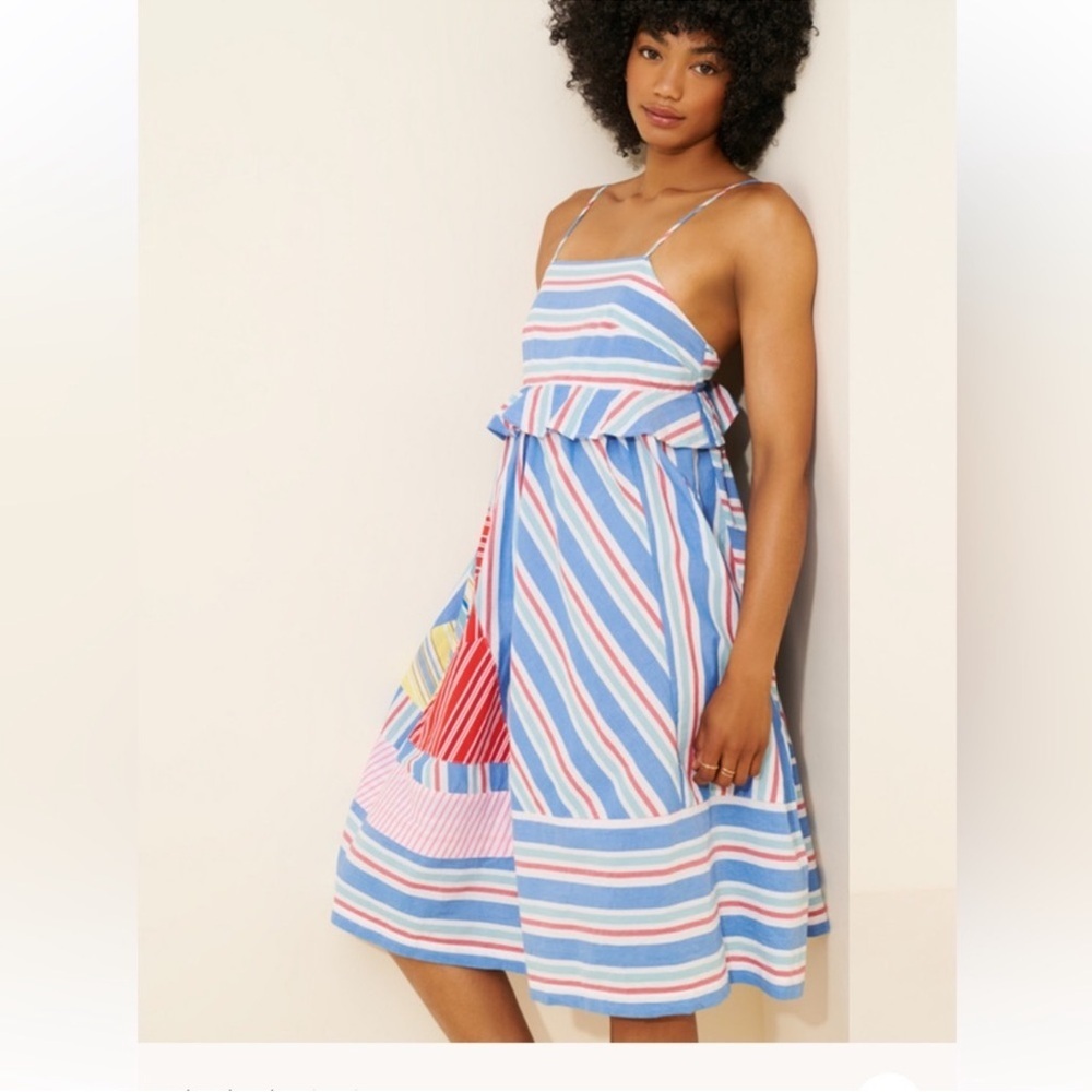 Anthropologie Striped Sundress in Blue, Red, Pink, Yellow - Picture 2 of 9